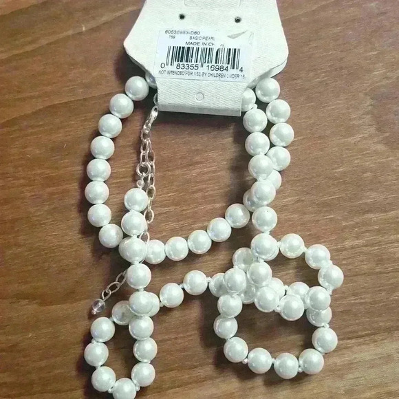 NWT Kim Rogers adjustable glass pearl chocker + stretch bracelet set - Picture 2 of 2